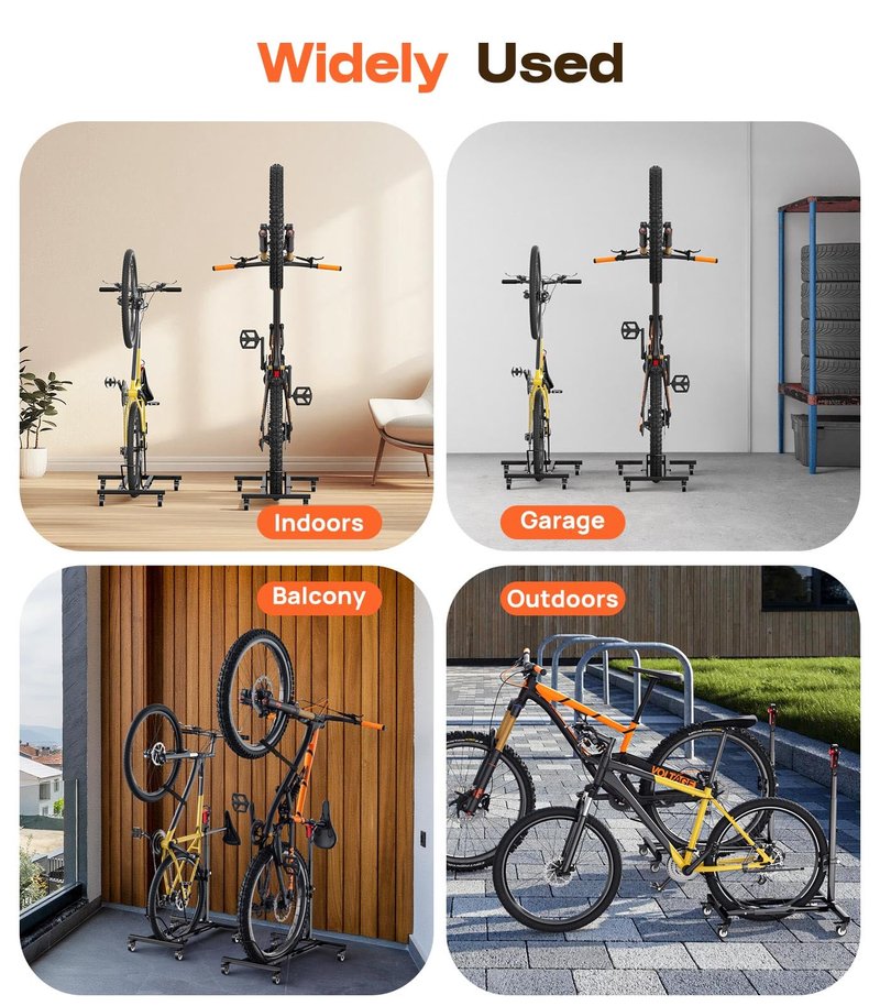 Housolution Vertical Bike Stand with Wheels up to 29", Adjustable Height, No Drilling holds up to 80lbs, Freestanding Bicycle Rack for Garage & Apartment, Bike Stand Floor for MTB/Road Bikes