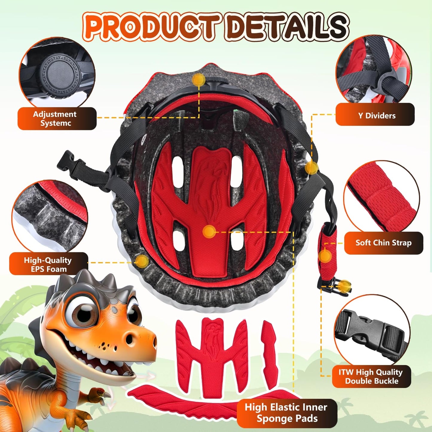DOJASOHILMI Toddler/Kids Bike Helmet for Boys Girls Adjustable Kids Helmet 3D Lightweight Ventilation and Multi-Sports Scooter Cycling Roller Balance Bike