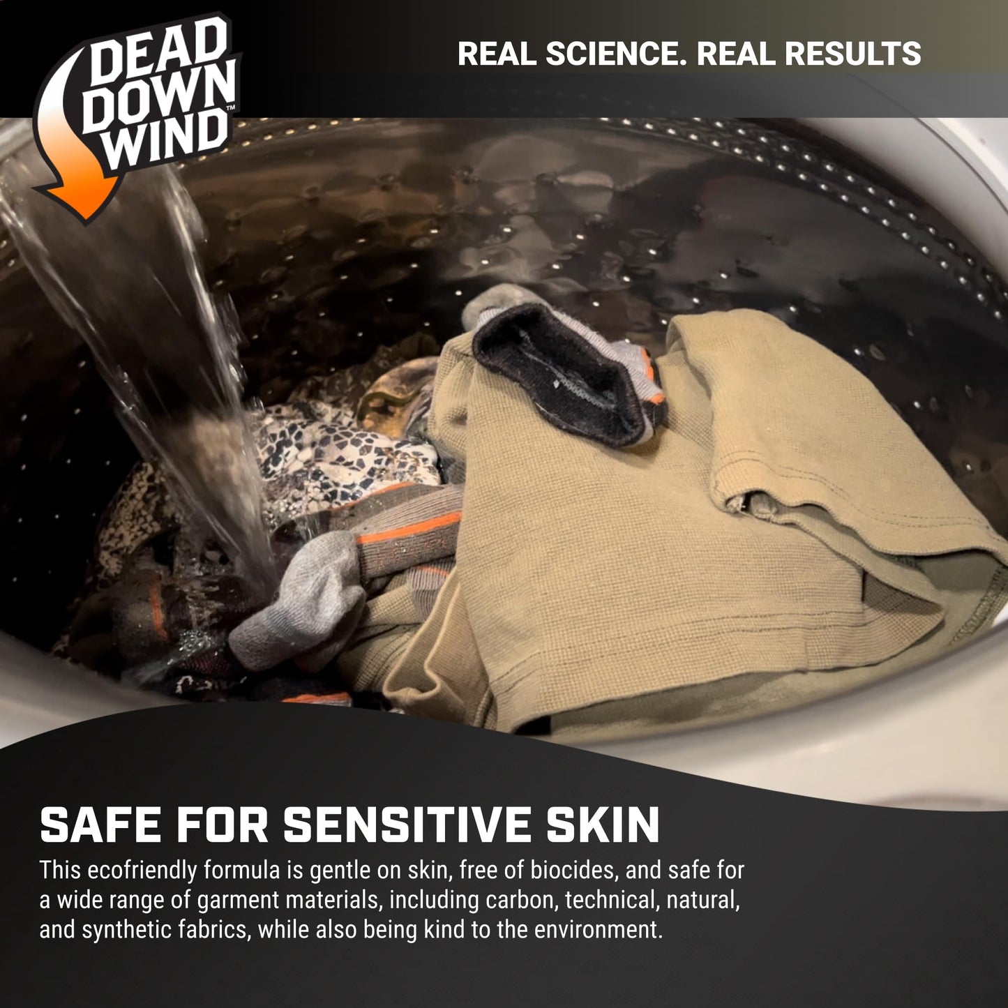 DEAD DOWN WIND BLACK Premium Unscented Laundry Detergent (20 Oz) - Scent Eliminating Liquid Detergent for Clothing and Gear - Durable Hunting Scent Eliminators - Advanced Hunting Gear