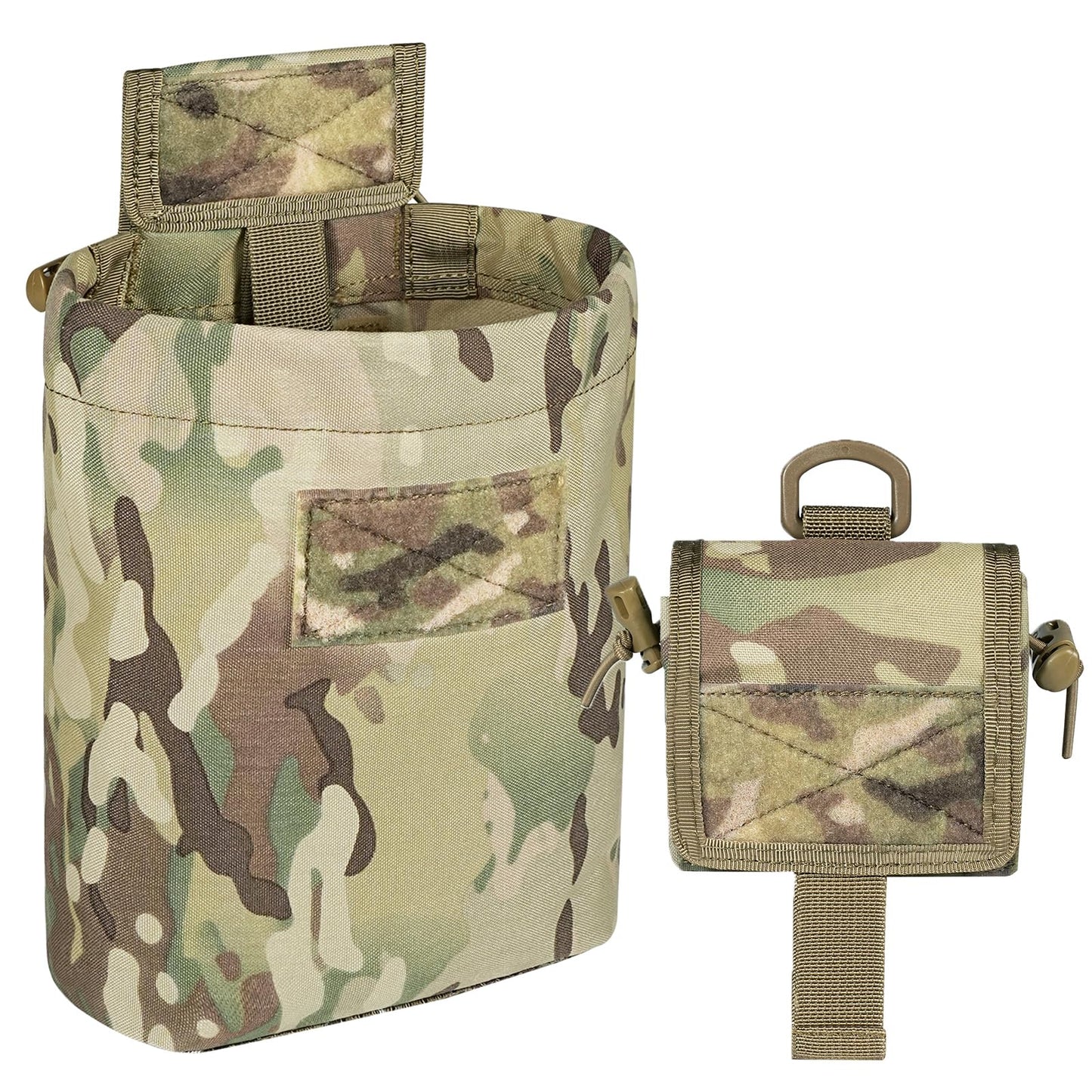 Lonloke Dump Pouch for Belt with 2 Removable MOLLE Straps, Foldable Roll-Up Drawstring Recovery Mag Magazine Ammo Tool Bag for Hunting Shooting Paintball
