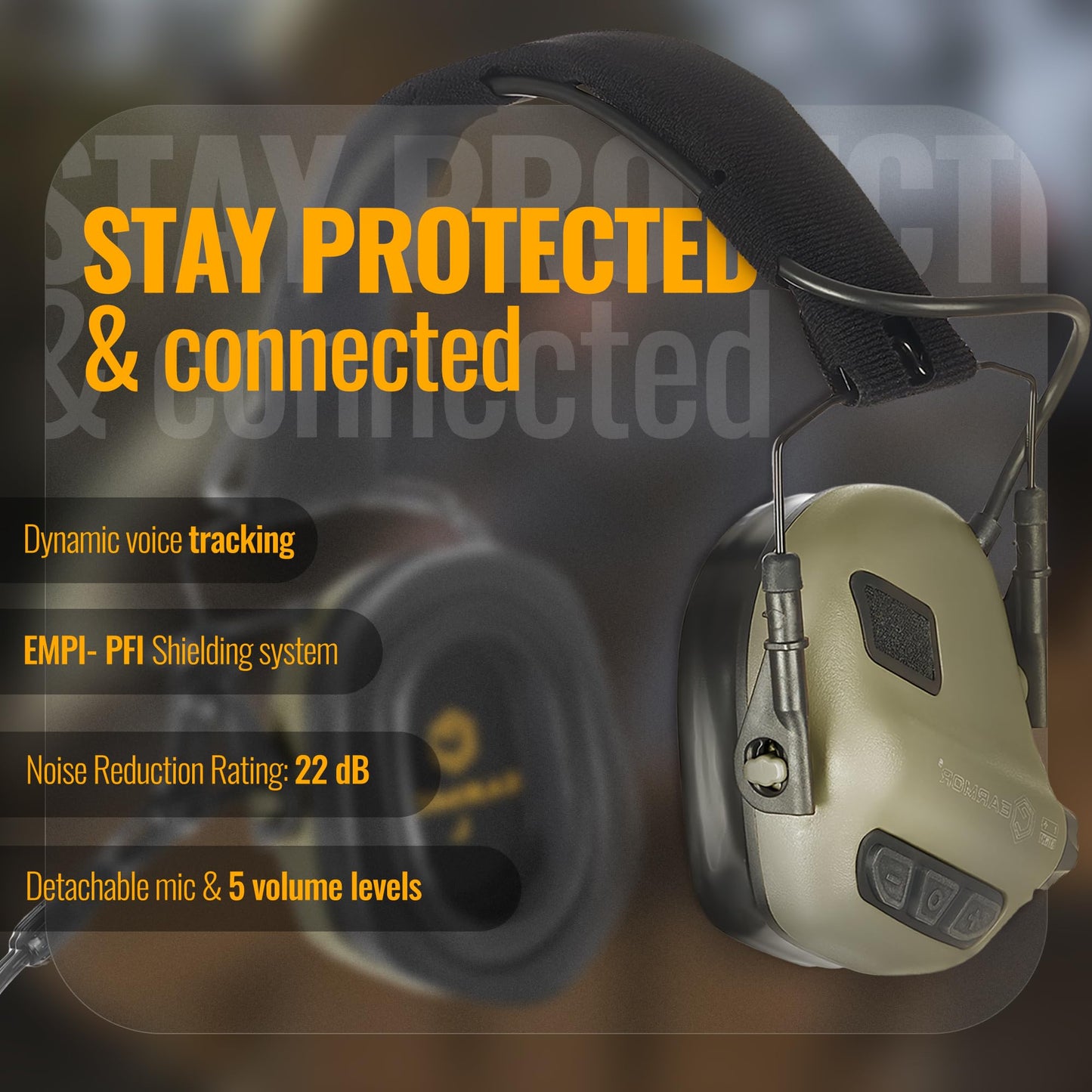 EARMOR M32X Tactical Communication Headset with ARC Rail Helmet Mount Adapters - Noise-Canceling for Shooting and Outdoor Activities