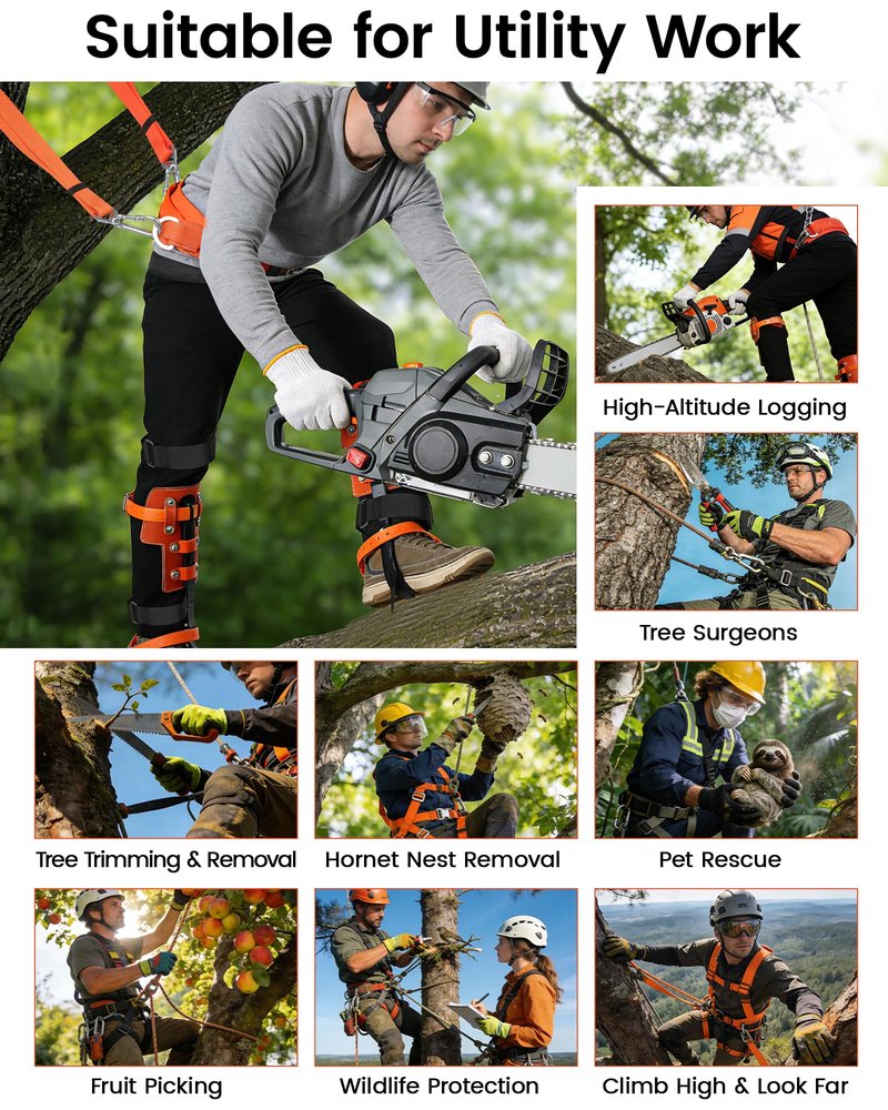 Xeoca Tree Climbing Spikes Set Tree Climbing Gear 1 Pair Alloy Steel Climbing Spurs 350lbs Load Capacity Arborist Equipment for Climbers, Fruit Picking and Lumberjack