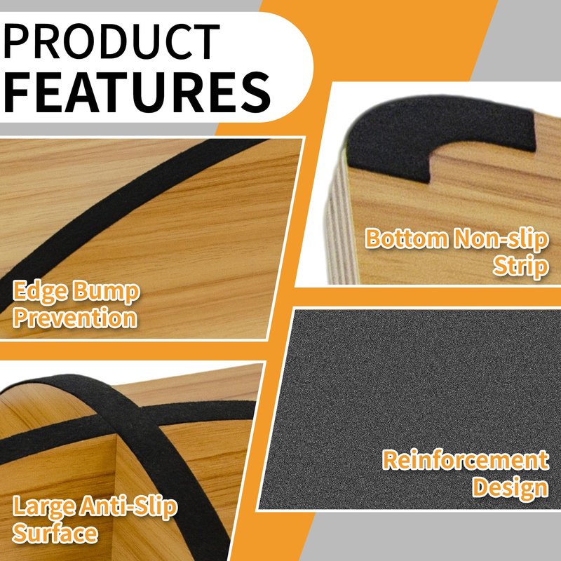 Balance Board for Physical Therapy, Wooden Wobble Board for Balance Training and Ankle Strengthening, Anti-Slip Surface, 350 lbs Capacity Standing Desk Rocker Board (180°)