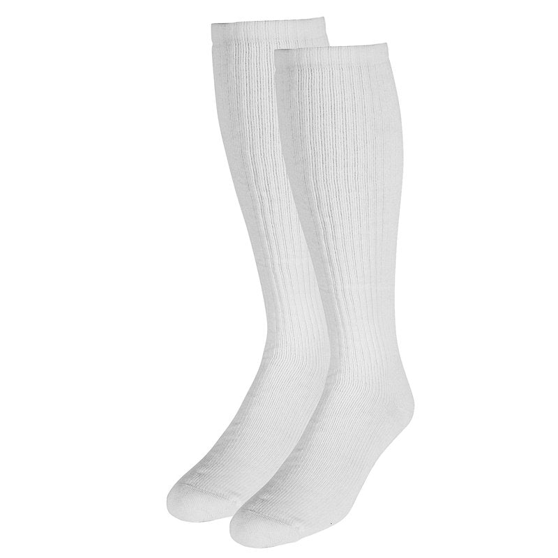 Truform Diabetic Compression Socks for Men and Women, 8-15 mmHg Knee High Over Calf Length, White, Large