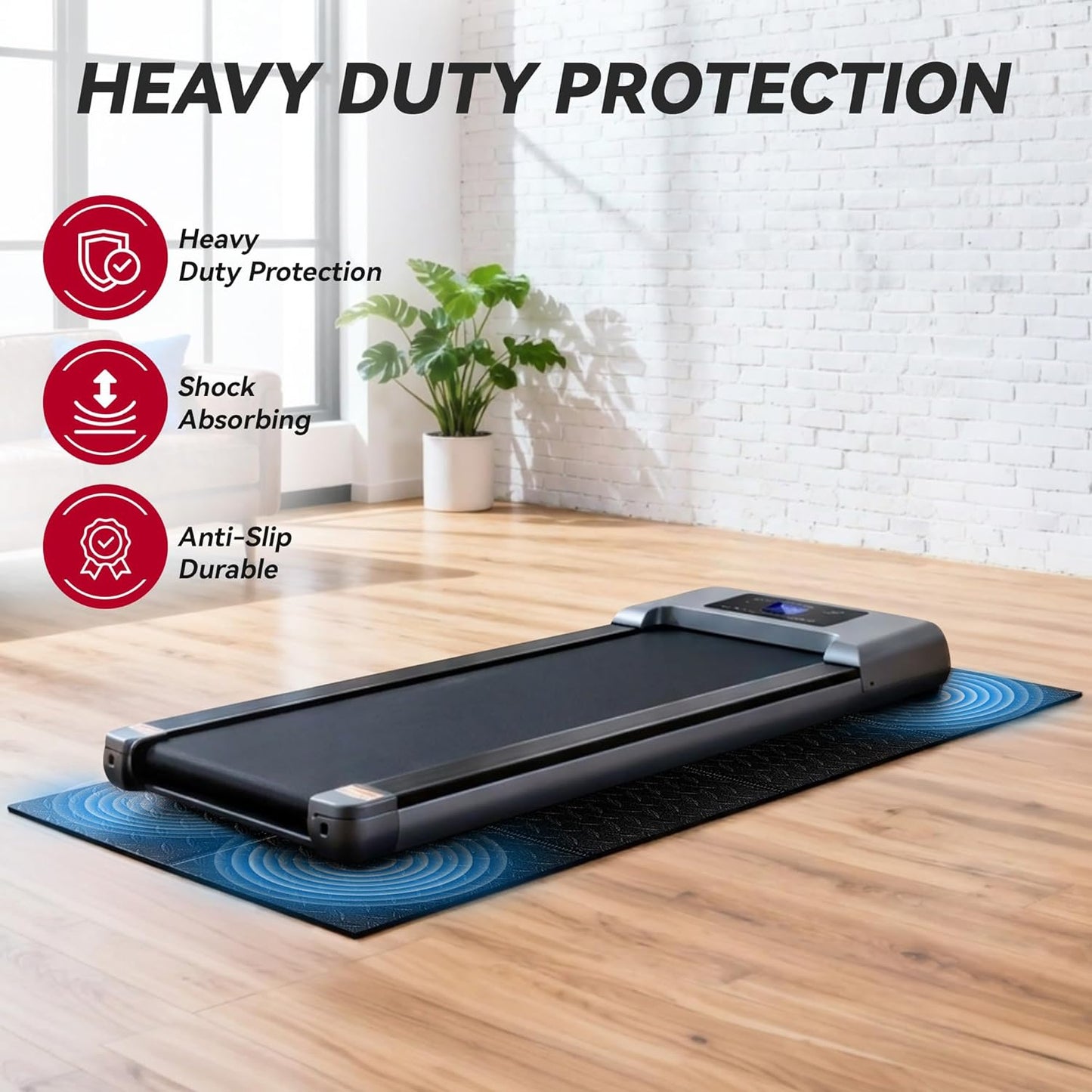 Walking Pad Mat - High Density Floor Protection for Carpet & Hardwood | 0.2" Thick, Foldable