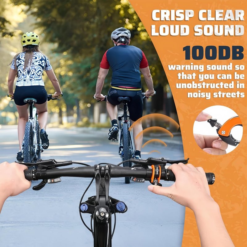 Bike Bell Hidden Conch Bicycle MTB Bells Max 100db Clear Long Sound (Orange)