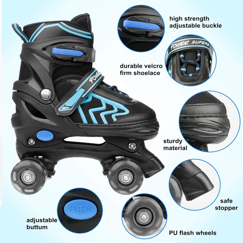 SZHZS Adjustable Toddler Kids Roller Skates with Light Up Wheels for Boys Girls Beginners for Indoor Outdoor Sports - Small Size