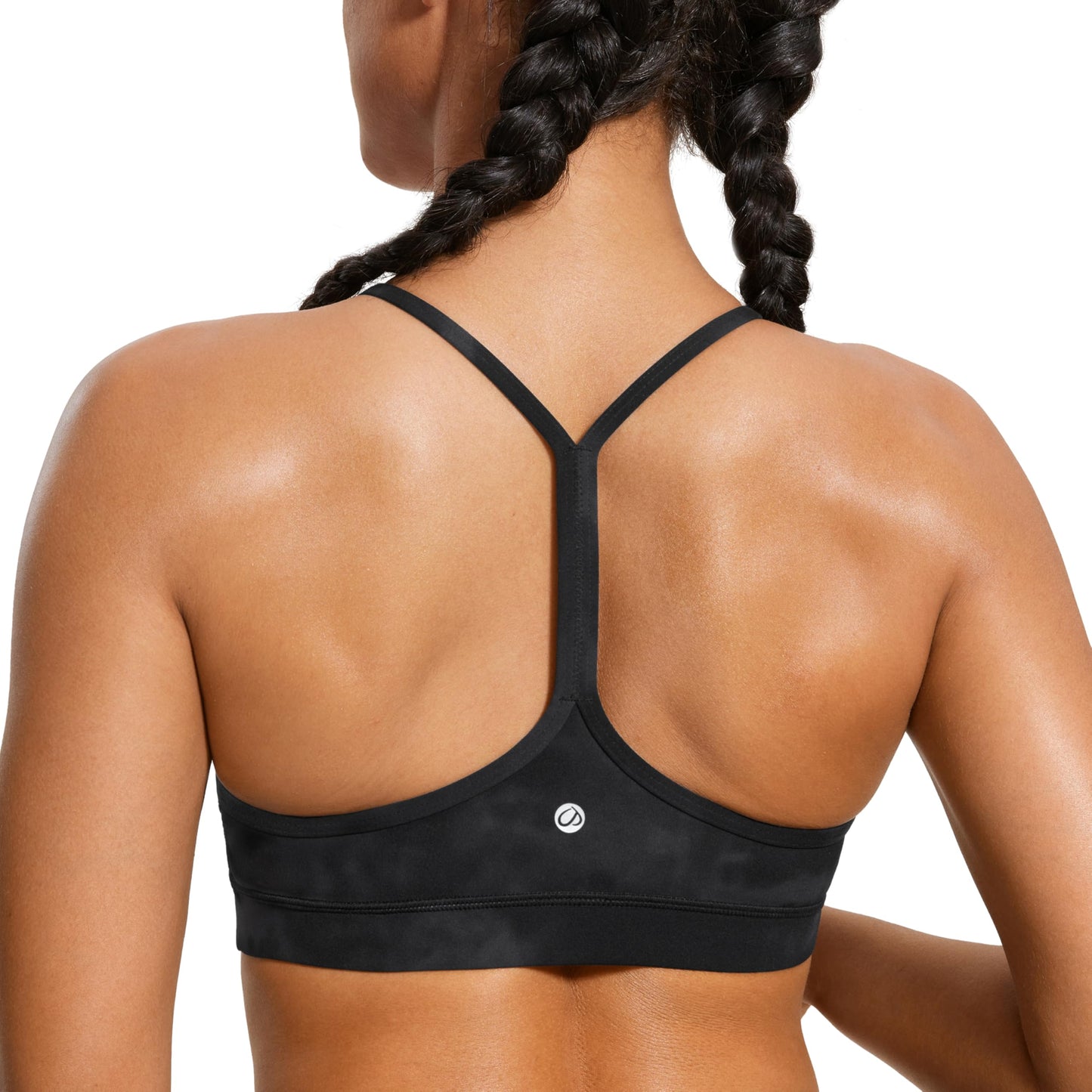 CRZ YOGA Butterluxe Y Back Sports Bras for Women - Padded Racerback Low Impact Spaghetti Thin Strap Workout Yoga Top Black Tie Dye Flowers X-Large