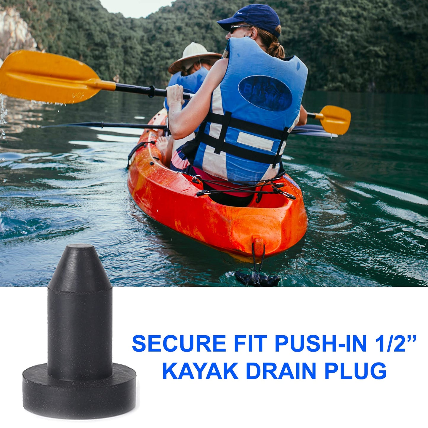 (6-Pack) Push-in 1/2" Kayak Drain Plugs Neoprene Rubber Scupper Plugs for Kayak Compatible with Sun Dolphin Aruba 8 SS 10 Bali 8 Excursion 10 Sportsman 8 10