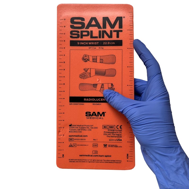 Rescue Essentials SAM Splint 3X Combo Pack – Moldable Aluminum Foam Splint for Fractures, Sprains & Strains – Lightweight, Reusable, Radiolucent Emergency Splint Set (1 Each 4.25" x 9", 18", 36"), Orange/Blue – Professional First Aid Immobilization