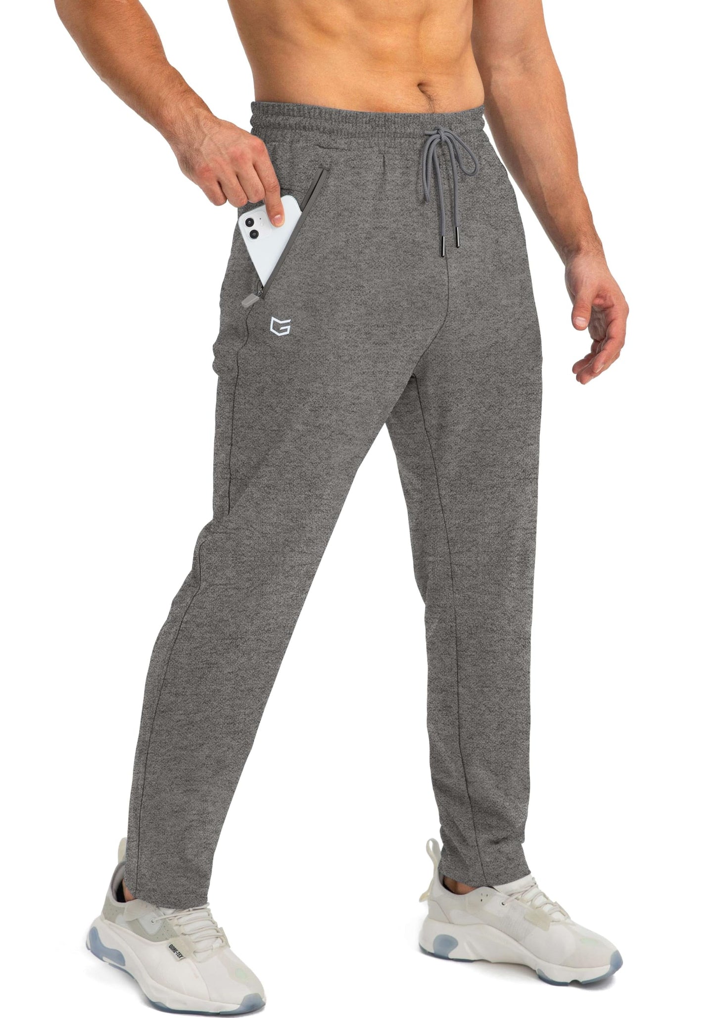 G Gradual Men's Sweatpants with Zipper Pockets Tapered Joggers for Men Athletic Pants for Workout, Jogging, Running (Heathered Brown Light, XX-Large)