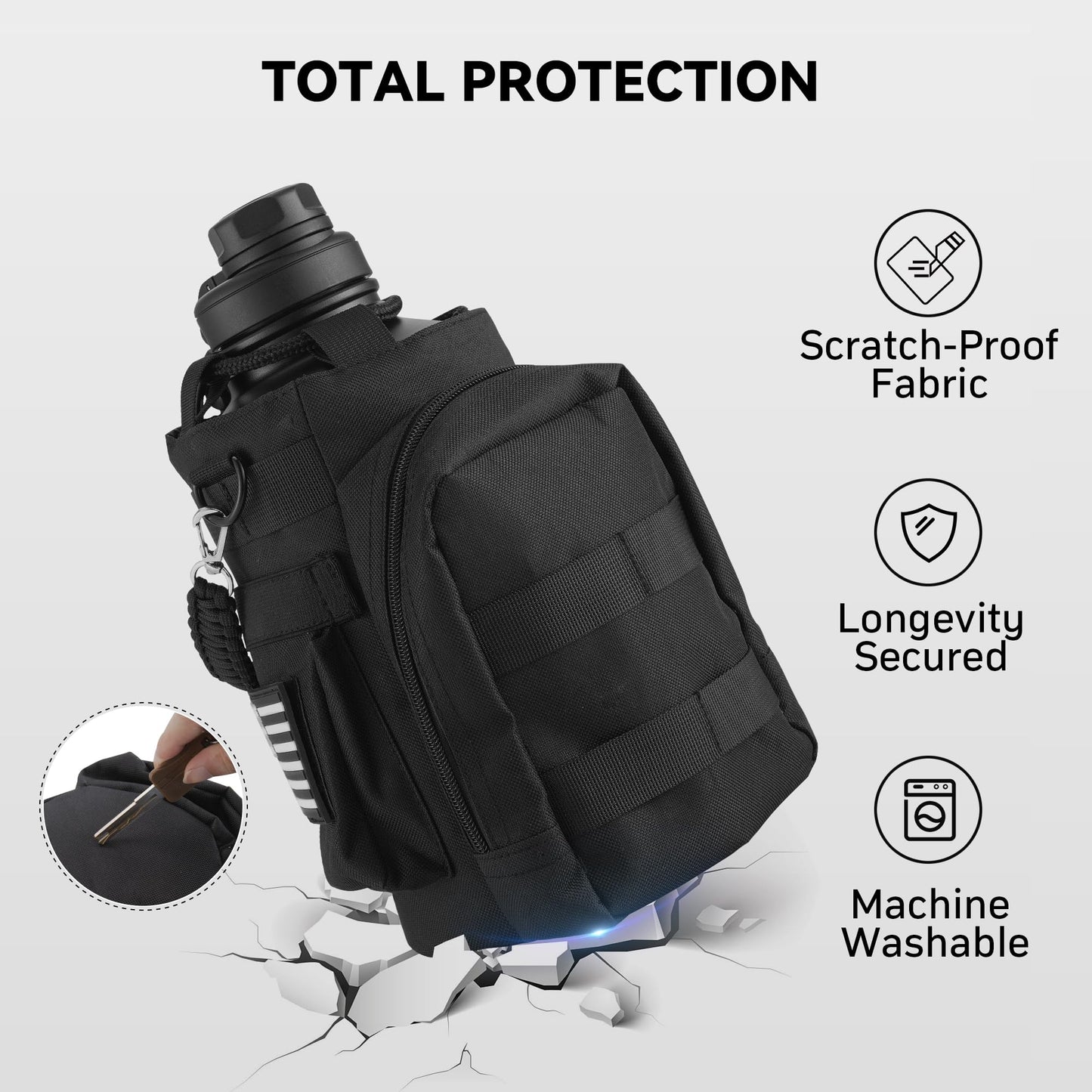 KXIAOCHEN Water Bottle Carrier, 36/40/46/60/64/87 oz Insulated Water Bottle Holder, water bottle carrier with strap, Sports Water Bottle Pouch for Hiking, Walking, Camping, Climbing