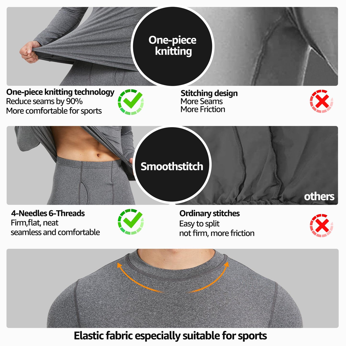 UNIQUEBLLA Long Johns Thermal Underwear Set for Men Thermal Base Layer Cold Weather Bottom Top