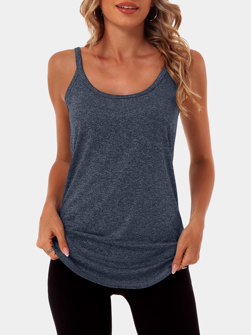 ANRABESS Workout Tank Tops for Women Spaghetti Strap Camisole Shirts Summer 2026 Loose Fit Athletic Running Yoga Gym Clothes Navy Blue L