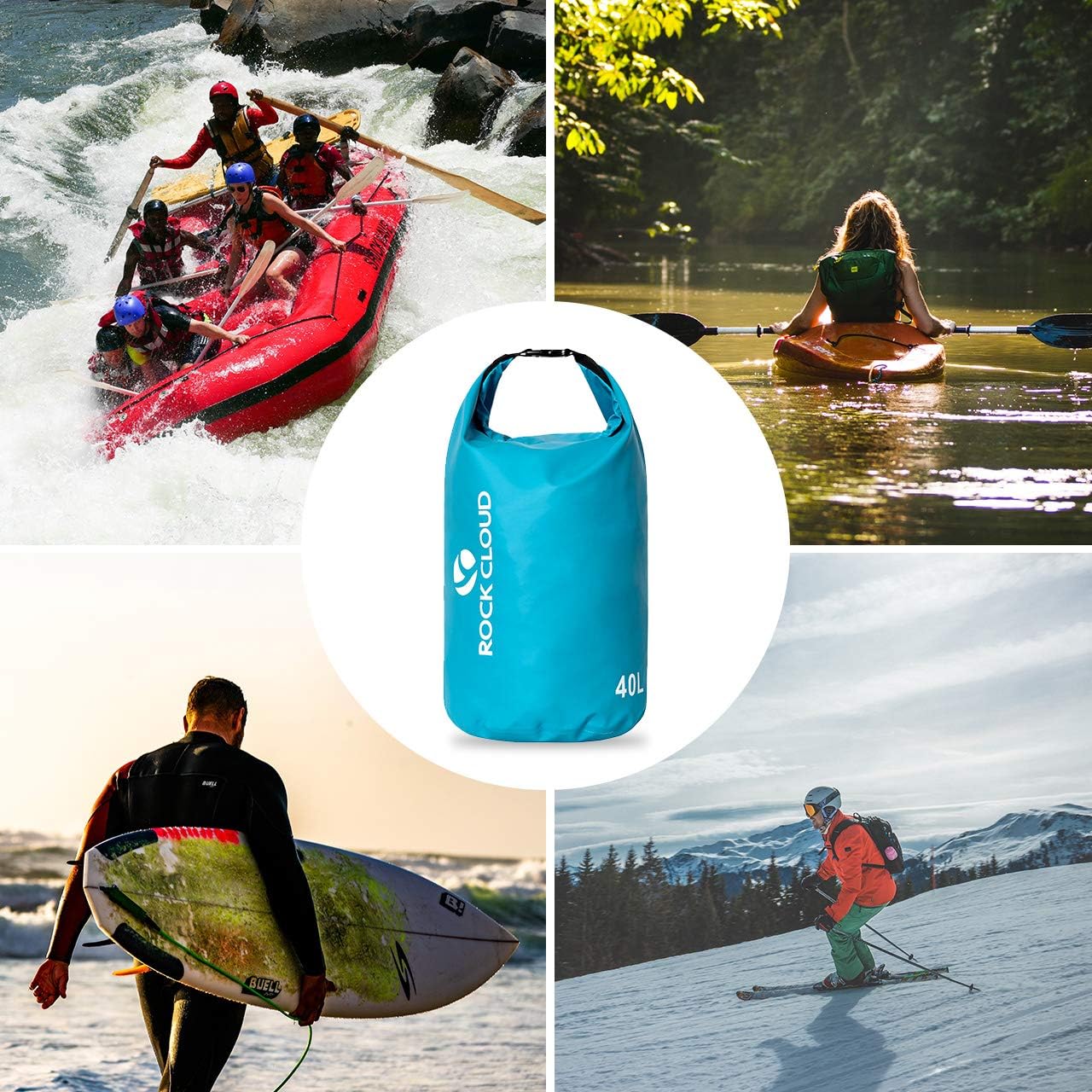 ROCK CLOUD Waterproof Dry Bag - 5L Dry Sack for Kayaking, Rafting, Beach, and Camping