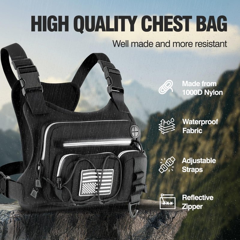 Chest Pack,Water Resistant Running Vest for Men, Chest Bag For Running, Cycling, EDC Running Pack Rig For Sports and Workouts
