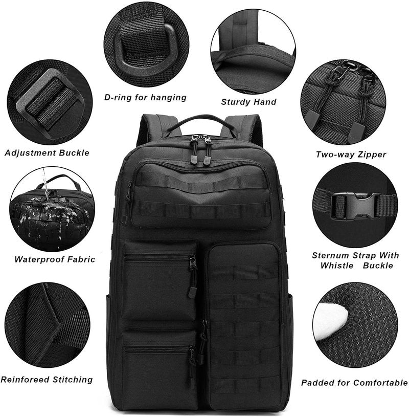 Tactical Camo Backpack - Waterproof MOLLE Design for Camping, Hunting & Emergency Preparedness | Unisex Durable Gear