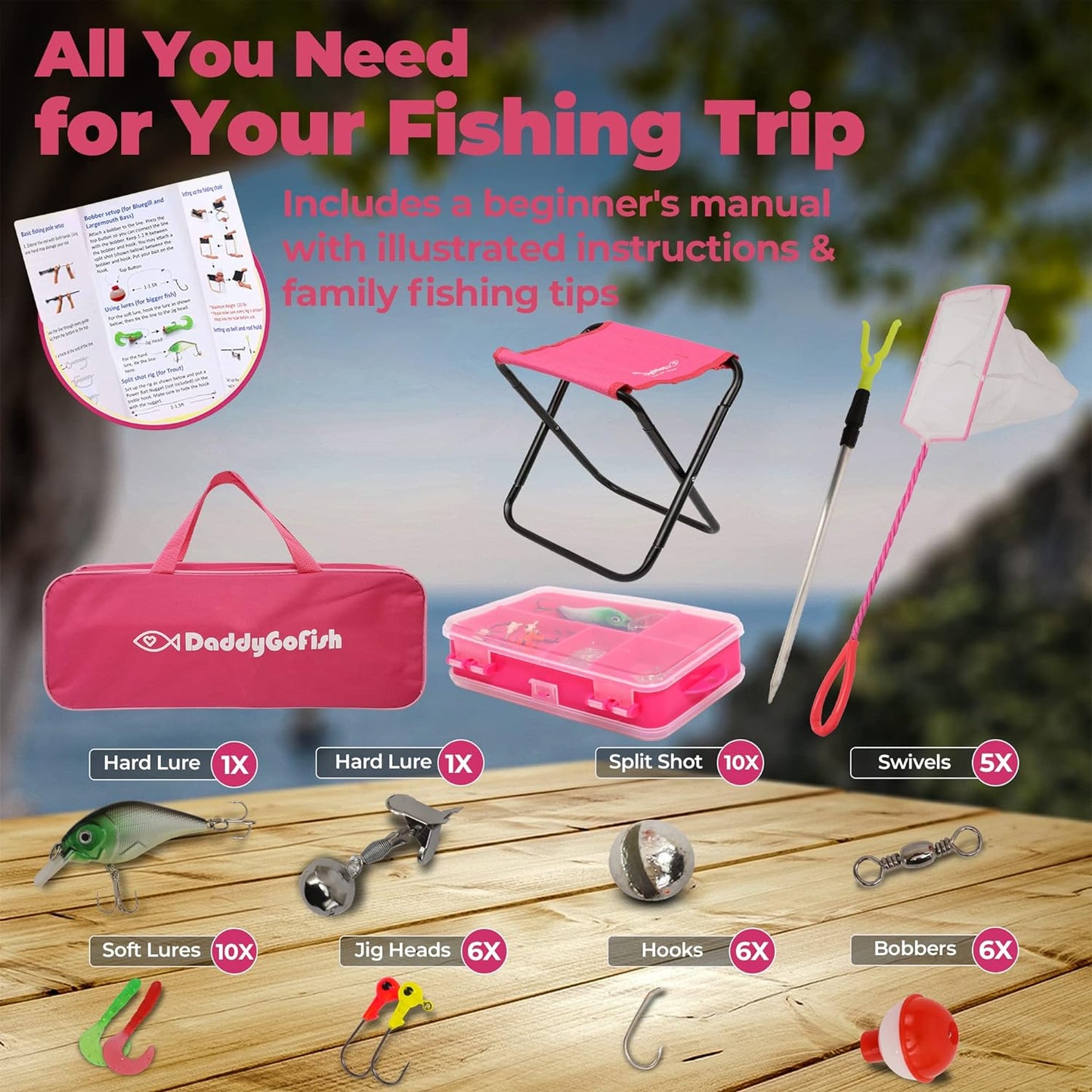 Kids Fishing Pole - Rod Reel Combo with Tackle Box - Starter Set for Beginners | Toddler Youth Junior Anglers