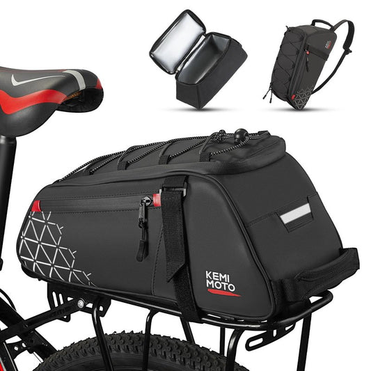 KEMIMOTO 8L Bike Bag with 6L Removable Cooler Bag, Bike Rear Rack Bag PVC Water Resistant Insulated Bag, Bicycle Trunk Pannier with Shoulder for Cycling Ebike Back Seat Storage