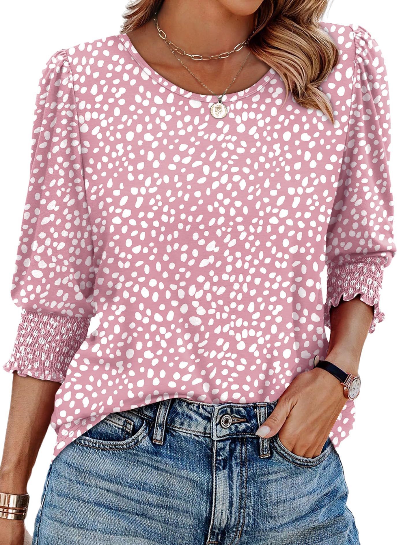 XIEERDUO Summer Tops for Women Trendy 3/4 Sleeve Womens Long Sleeve Shirts Dressy Blouses Vacation Outfits Women's Fashion Clothing Resort Wear 2026 L