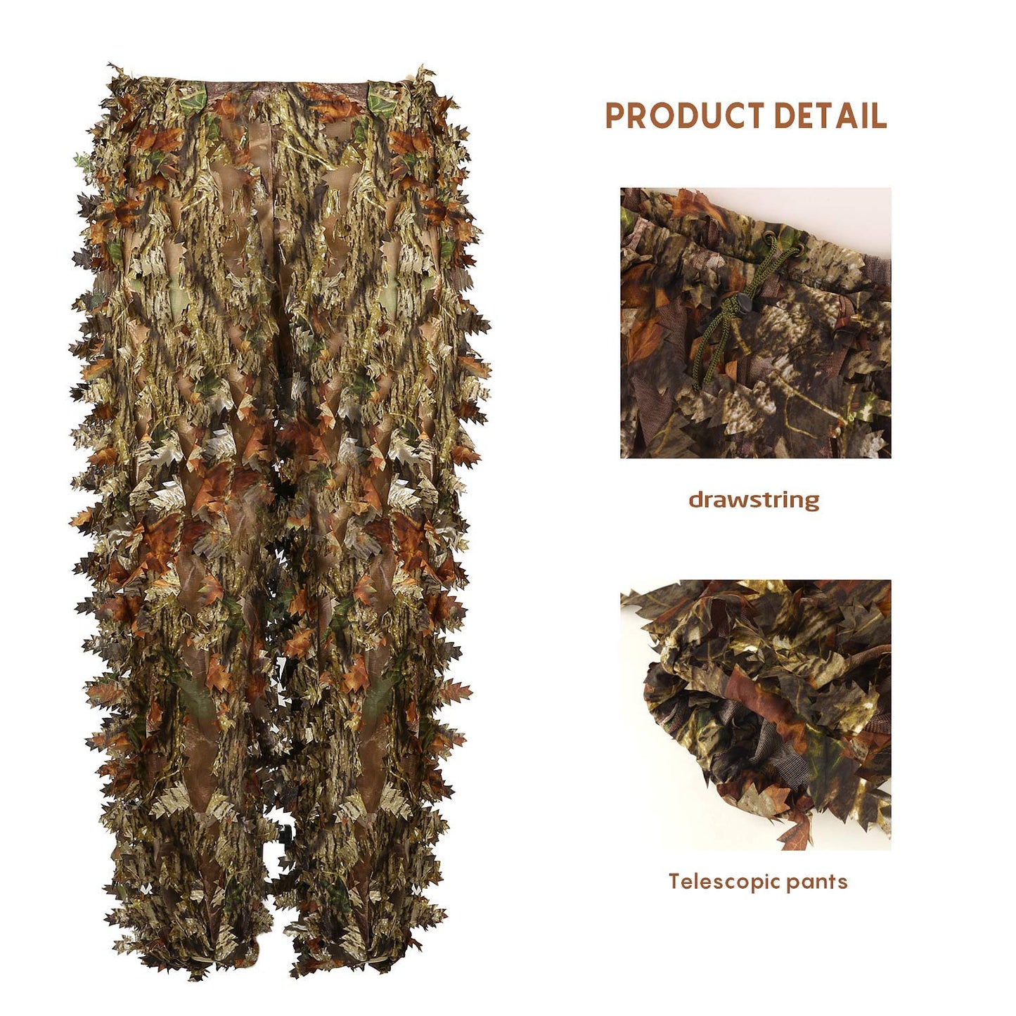 EAmber Ghillie Suit Gilly 3D Leafy Camo Cloth Youth Hunting Airsoft