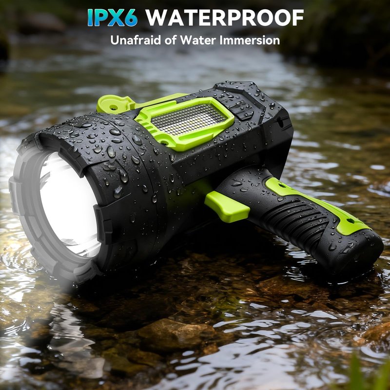 Rechargeable Spotlight，2000000 Lumens Super Bright LED SpotLights Flashlight, 10000ɱAh Spot Lights Long Runtime Waterproof ，Spot Light Outdoor Handheld with Cob Light & Foldable Tripod for Camping
