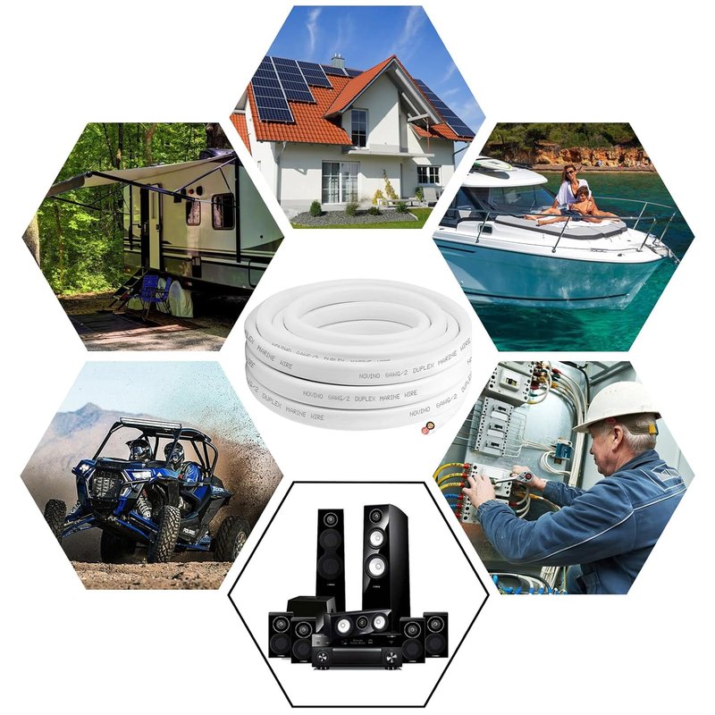 6 AWG Duplex Marine Grade Wire - 40ft Tinned Copper Electrical Cable for Boat, RV & Trailer