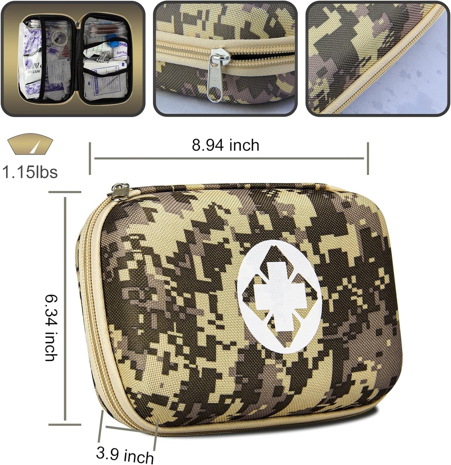 Car-Home Survival First-Aid Kit Emergency-Kit - Camouflage 273Piece Equipment Travel Supplies First Aid Set Home Essentials Camping Hiking YIDERBO