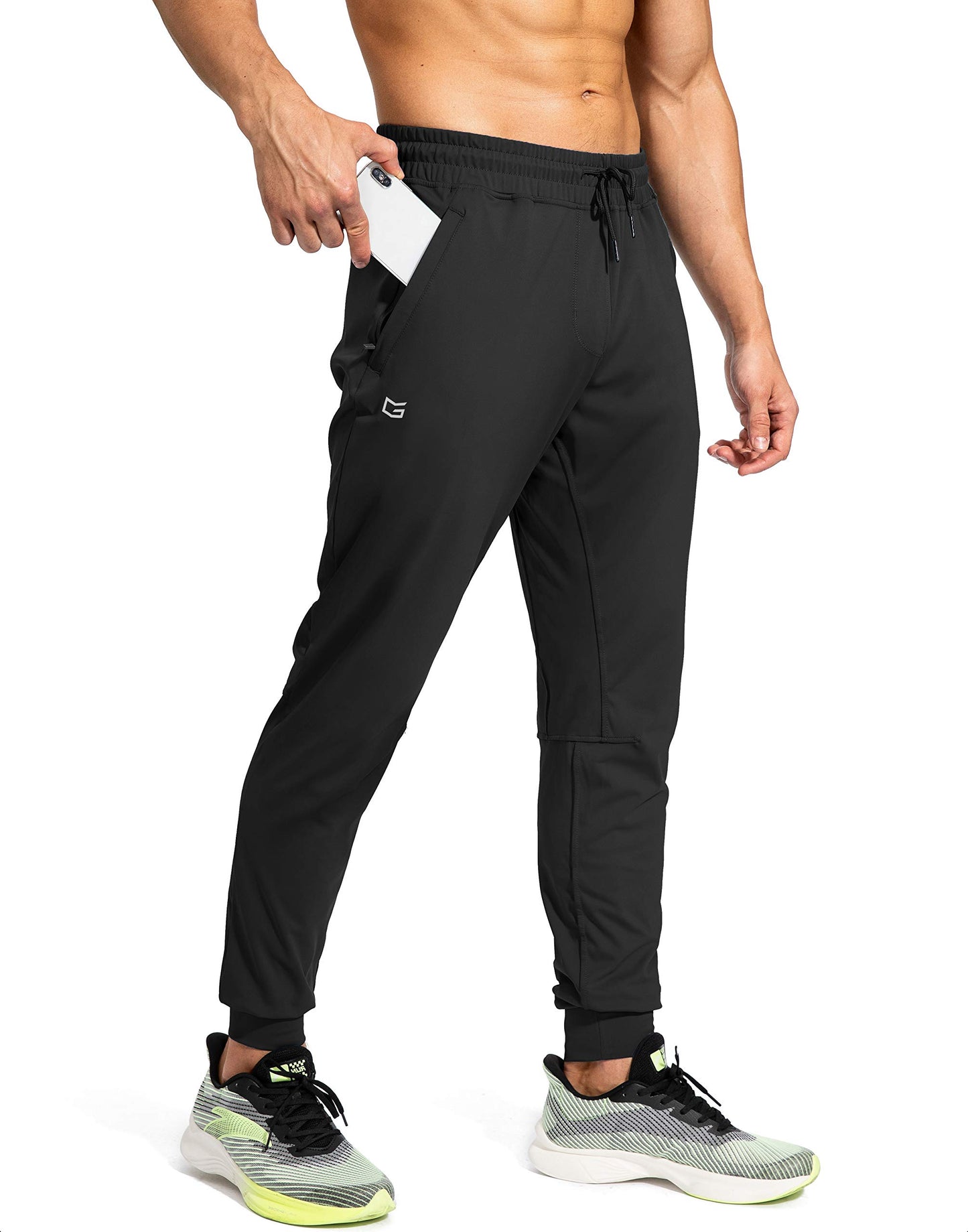G Gradual Men's Sweatpants with Zipper Pockets Athletic Pants Traning Track Pants Joggers for Men Soccer, Running, Workout(Black,XXL)