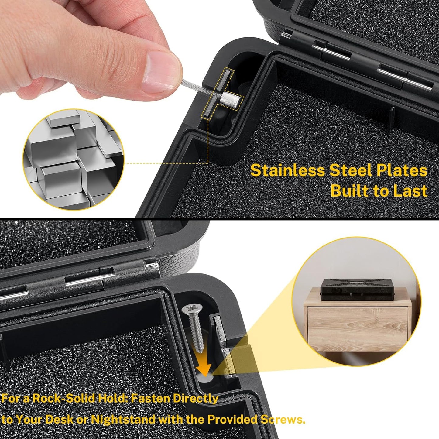 Handgun Safe - Quick Access Mechanical Lock Pistol Safe | Portable Compact Lock Box for Travel, Office, Bedroom
