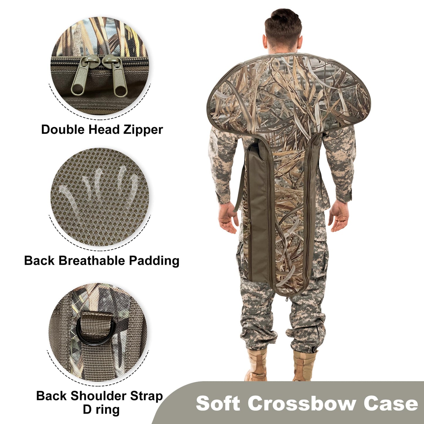 MYDAYS Soft Crossbow Case,Gear for Turkey Season, Camo Padded Tactical Archery Bow Carrier Quiver Bag with Backpack Straps for Outdoor Hunting