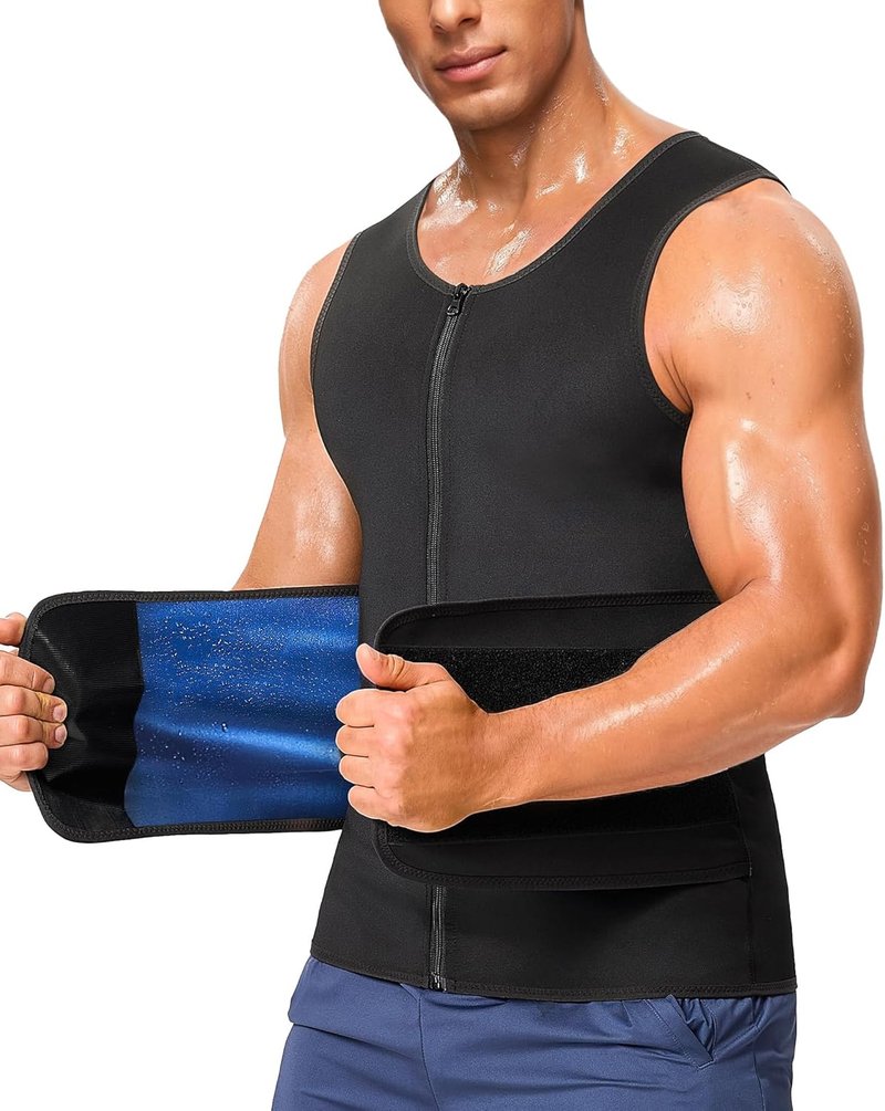 Sauna Suit for Men - 2 in 1 Waist Trainer & Sweat Band for Stomach | Enhance Weight Loss & Fitness