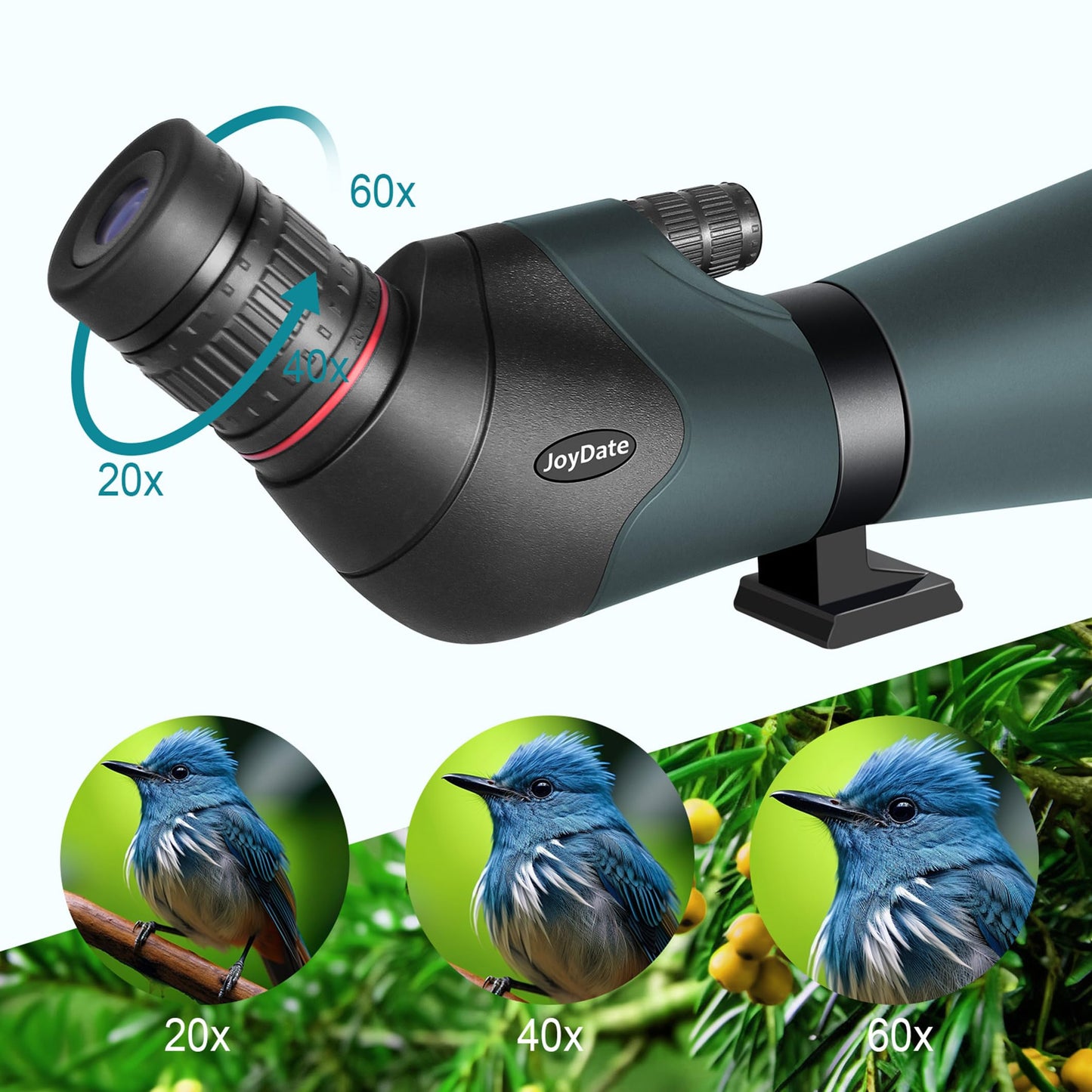 Joydate 20-60x80 Spotting Scopes for Bird Watching, BAK4 Waterproof Spotting Scope for Wildlife Viewing Hiking Camping, HD Spotter Scope with Tripod Smartphone Holder and Carrying Bag