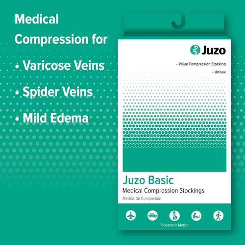Juzo Basic 4411ag 20-30mmhg Thigh-High Closed Toe Compression Stocking, Black, 2 (II) Regular
