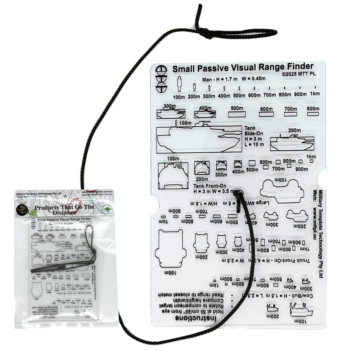 Passive Visual Range Finder Card, Compact Analog Rangefinder