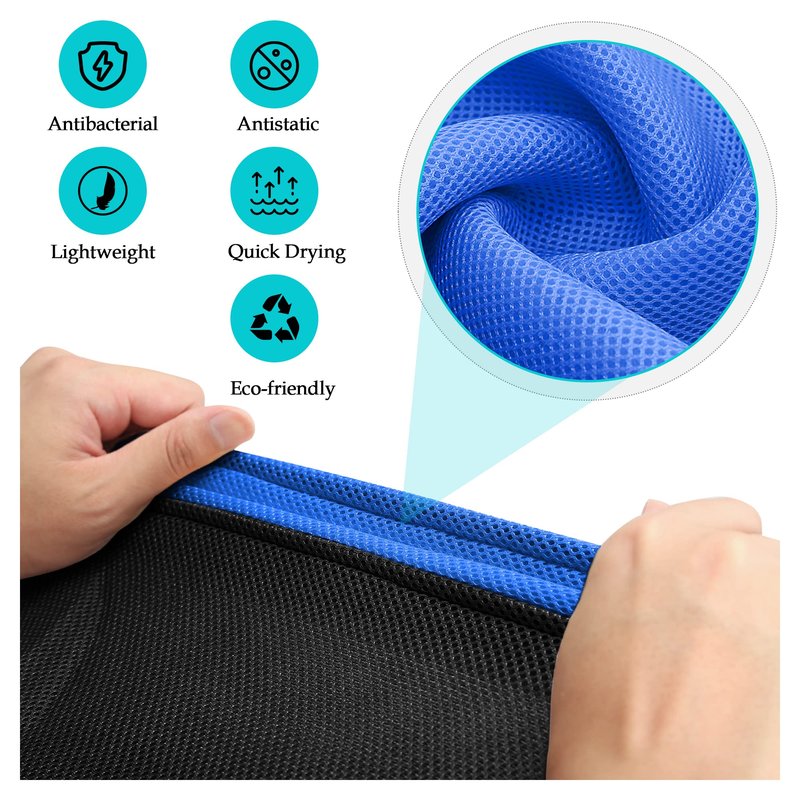 10L0L Golf Cart Seat Covers for Yamaha, Club Car Precedent, Fairplay and Star Models, Large Backrest 3D Air Mesh Fabric Breathable Anti-Slip Washable - Blue