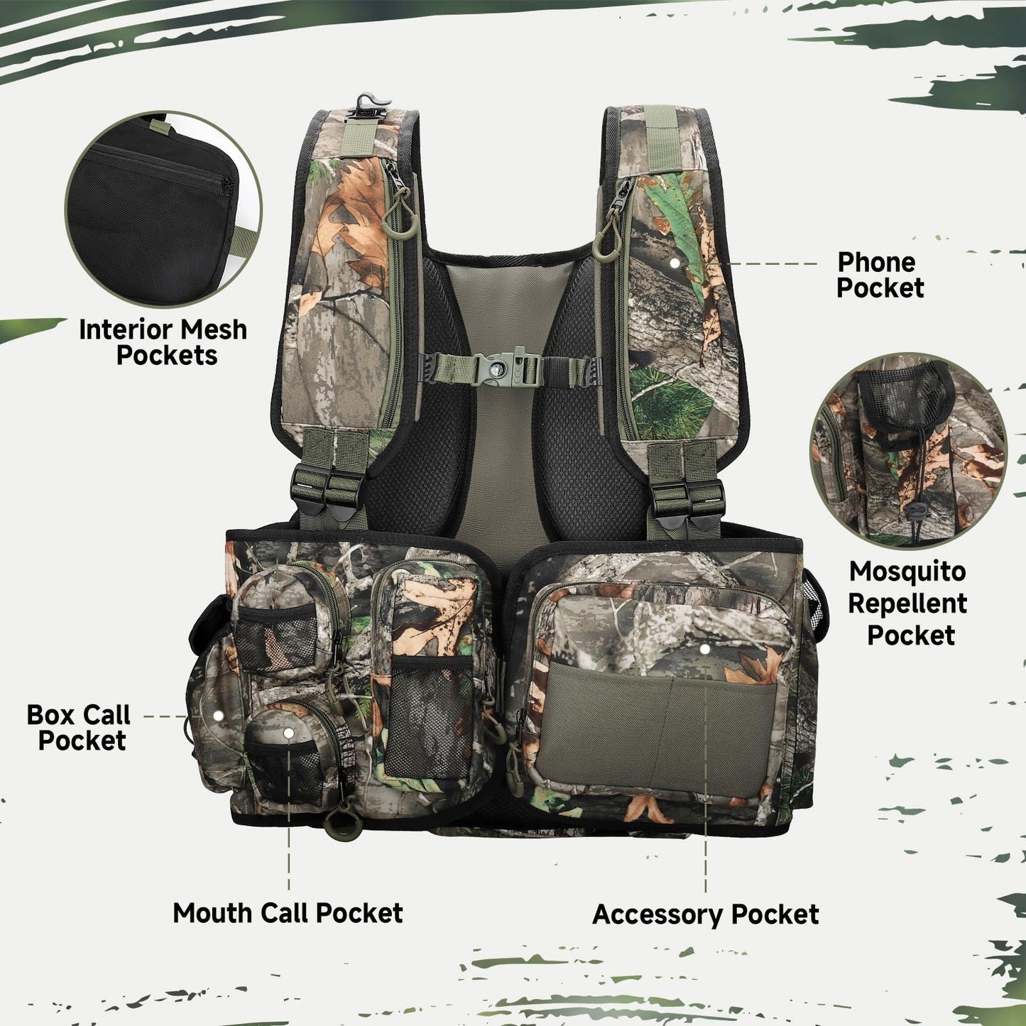 Kalkal Turkey Vest with Seat, Lightweight Camo Turkey Hunting Vest with Game Pouch for Men Women, Turkey Hunting Gear Accessories(3L Water Bladder Compatible)
