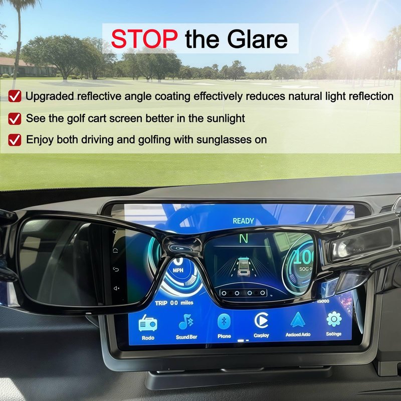 Eoho 9 Inch Golf Cart Screen Protector for EV Touchscreen Left Side Button, Tempered Glass Screen Cover Protector Anti Gravel Glare, Ev Golf Cart Accessories Protective Film(HD, 2 Pack)