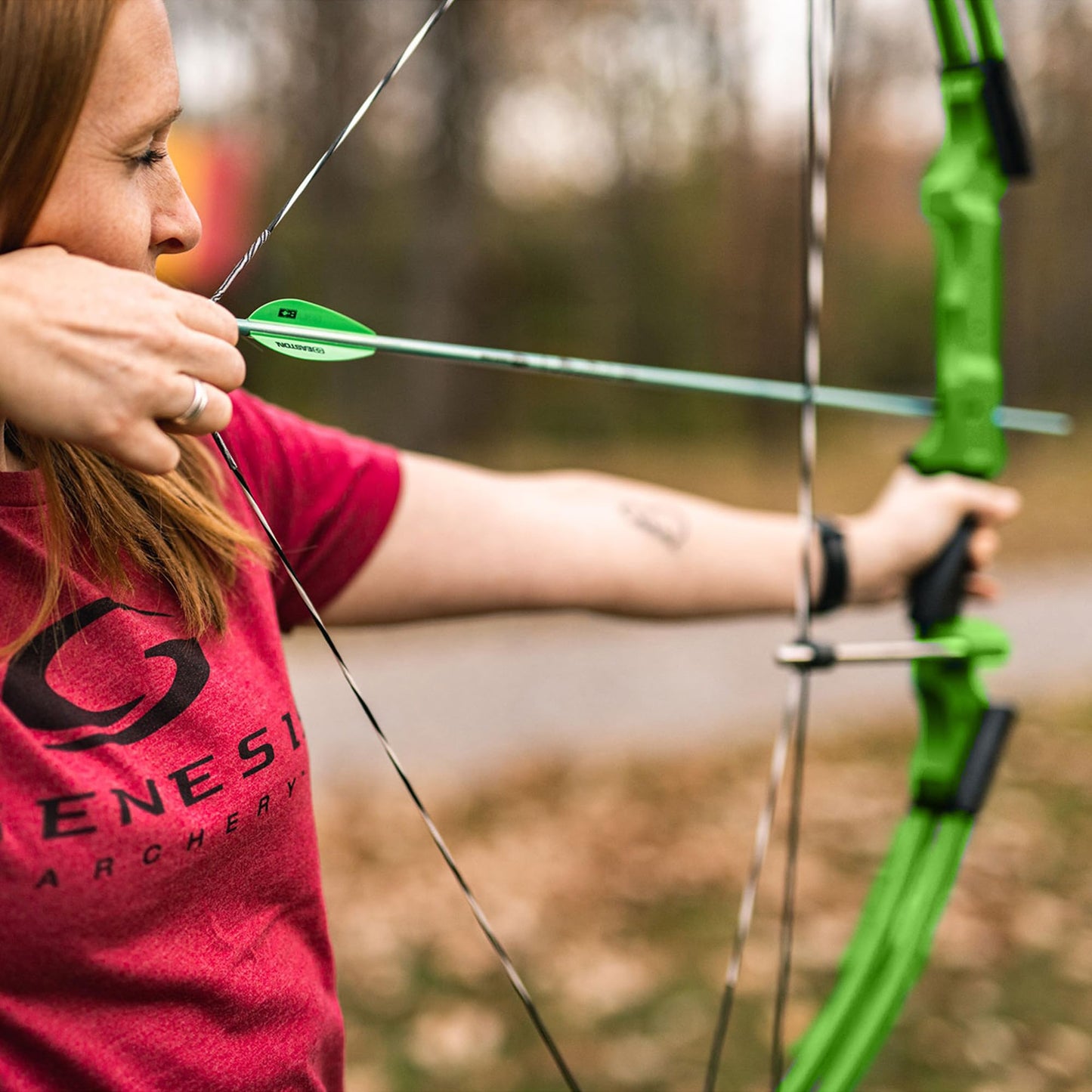 Genesis Archery Original Compound Bow with Adjustable Riser, 15"-30" Draw Length, 10-20 lb Draw Weight, All Skill Levels, Draw Hand - Right, Green