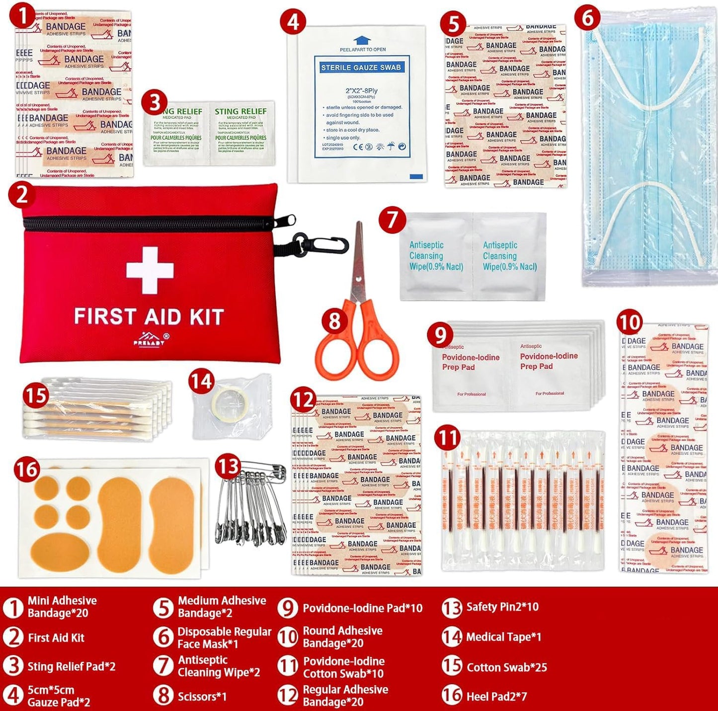 Travel Size First Aid Kit - 152 Pieces, TSA Approved Mini Med Kit for Home, Car, Camping, Sports & Office