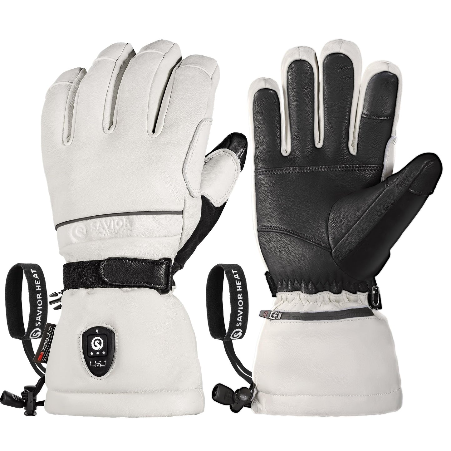 SAVIOR HEAT Heated Gloves for Men Women, EH 8 Pro Electric Leather Ski Gloves for Extreme Cold -5℉, Aero-Grade Aerogel 3M Insulation, 3000mAh Rechargeable Battery Waterproof for Skiers (X-Large)