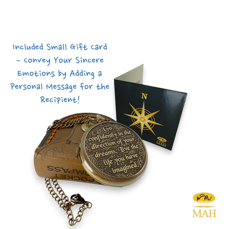 True North Compass – Go Confidently in the Direction of Your Dreams – Embossed Brass Compass – Graduation, Confirmation, Birthday, Motivational Gift for Him, Her, Students, Boys, Girls, High School