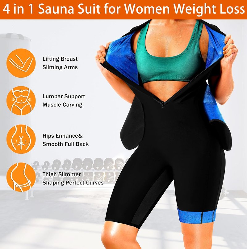 Sauna Suit for Women - Full Body Waist Trainer Jumpsuit | Breathable Underarm Design