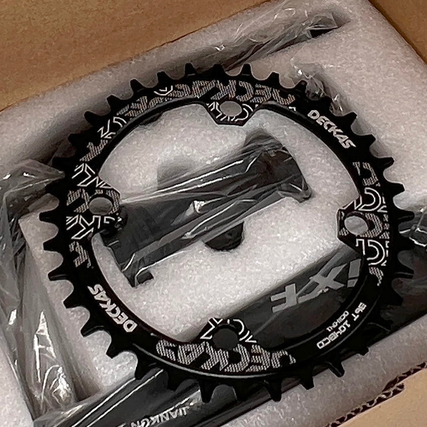 DECKAS 170mm Crankset, 104BCD 32T 34T 36T 38T Round Single Speed Narrow Wide Tooth Chainring and Crank Arm Set for MTB BMX Road Bicycle (Black 34T)