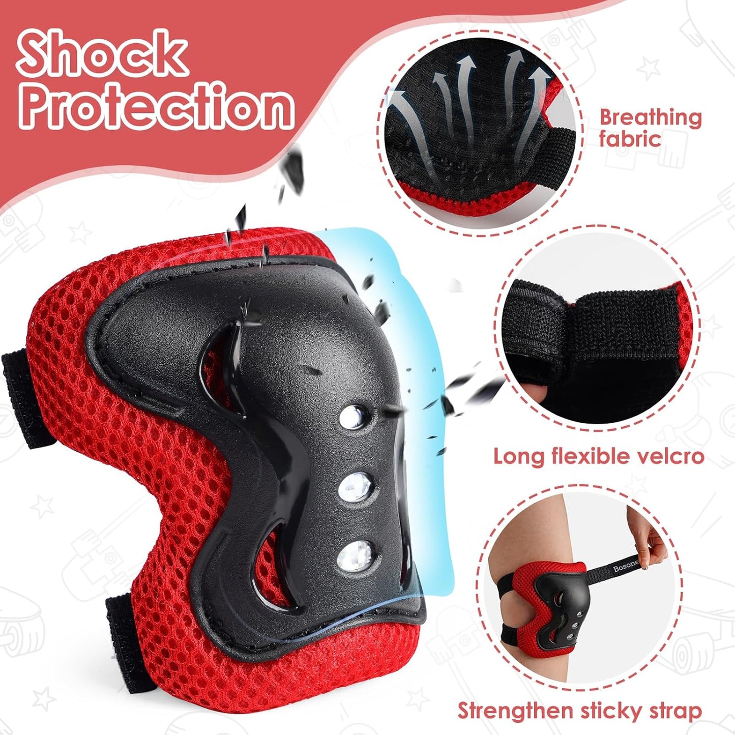 Kids Knee and Elbow Pad Set - Protective Gear for Roller Skating, BMX, and Cycling | Adjustable Size, Durable Design