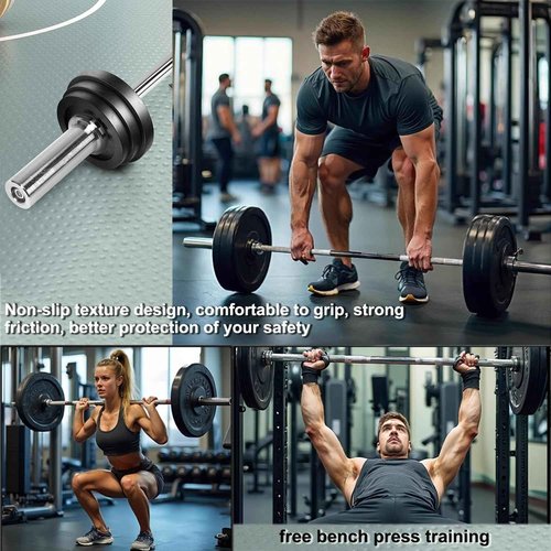uyoyous 4FT Barbell Bar Solid Threaded Chrome Straight Bar with 2 inch Center Holes Barbell Weight Straight Weightlifting Strength Training Equipment 120cm for Home Workout Fitness, Silver
