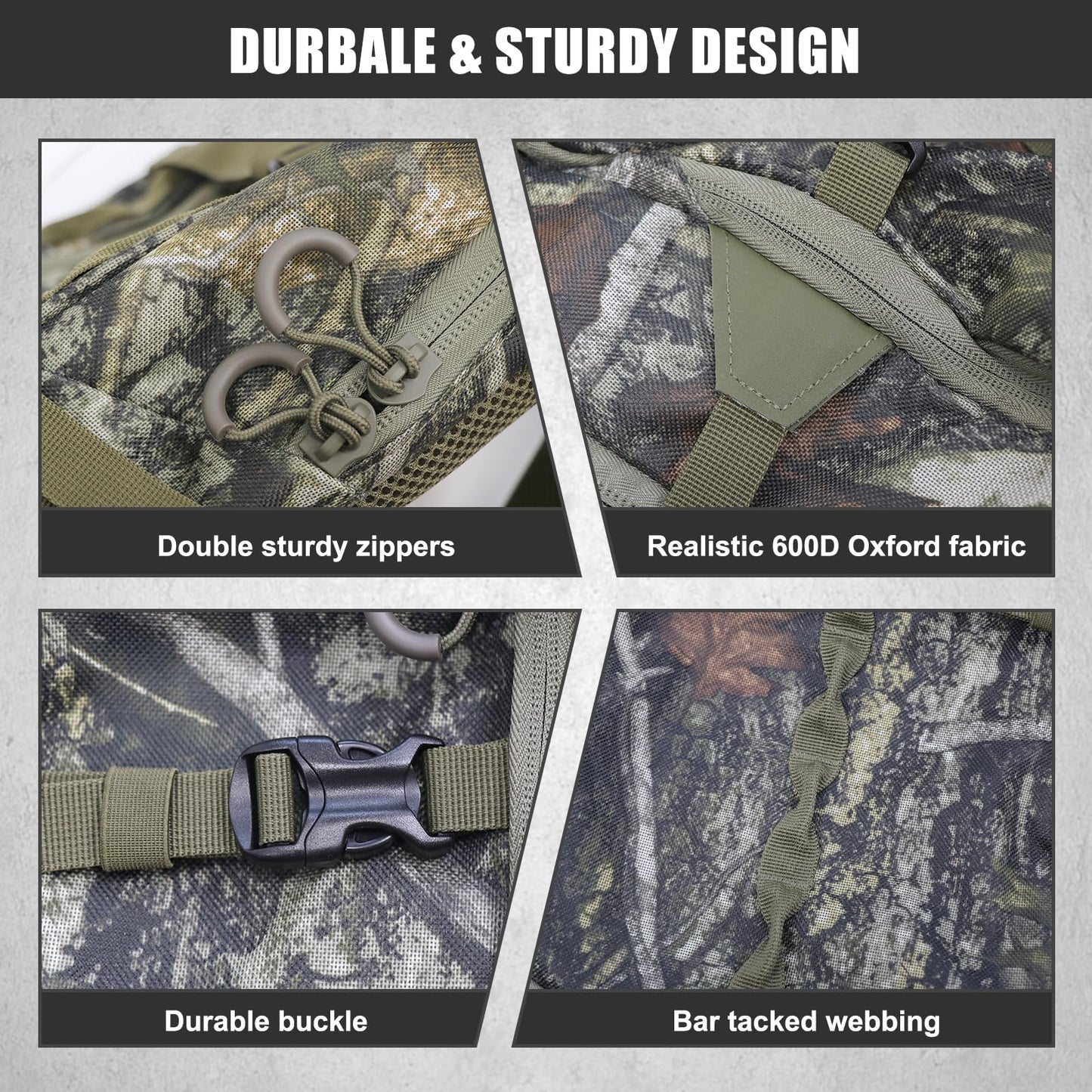HUNTPAL Hunting Backpack, Waterproof Camo Hunting Daypack with Storage Pockets, Long-Lasting Bag for Rifle Shotgun Bow Gun (Medium)