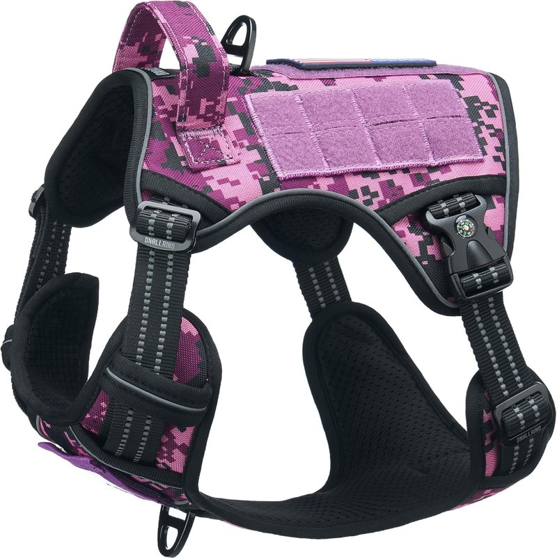 Tactical Dog Harness - Adjustable No-Pull Control Vest for Medium & Large Dogs | Camo Purple, Heavy Duty