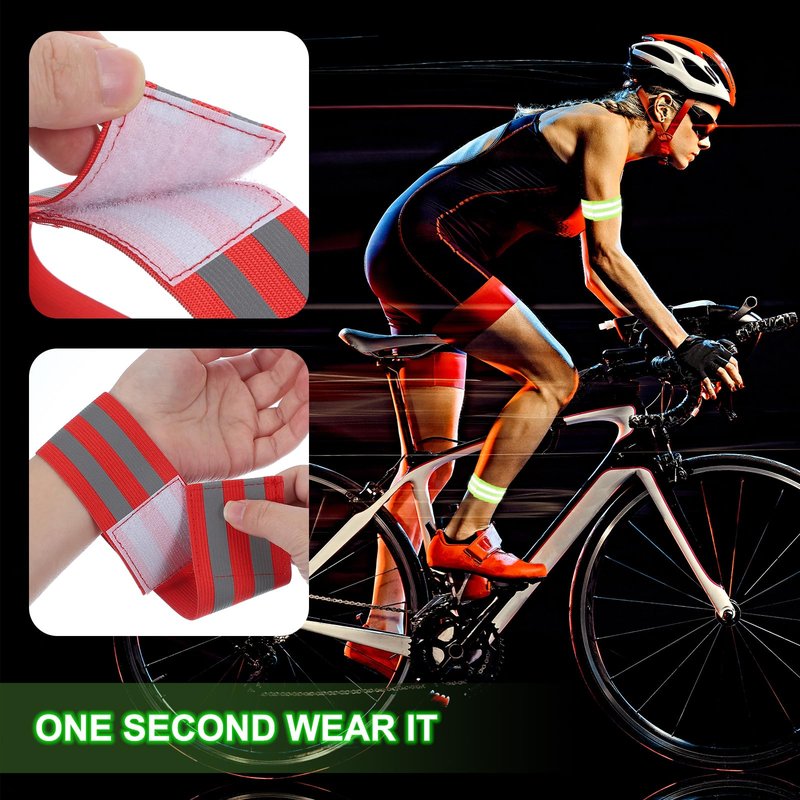 PATIKIL High Visibility Reflective Bands for Wrist Arm Ankle Leg, Adjustable Reflective PT Belt with 4Pcs Armbands & Storage Bag for Women Men Night Running Walking Cycling, Orange