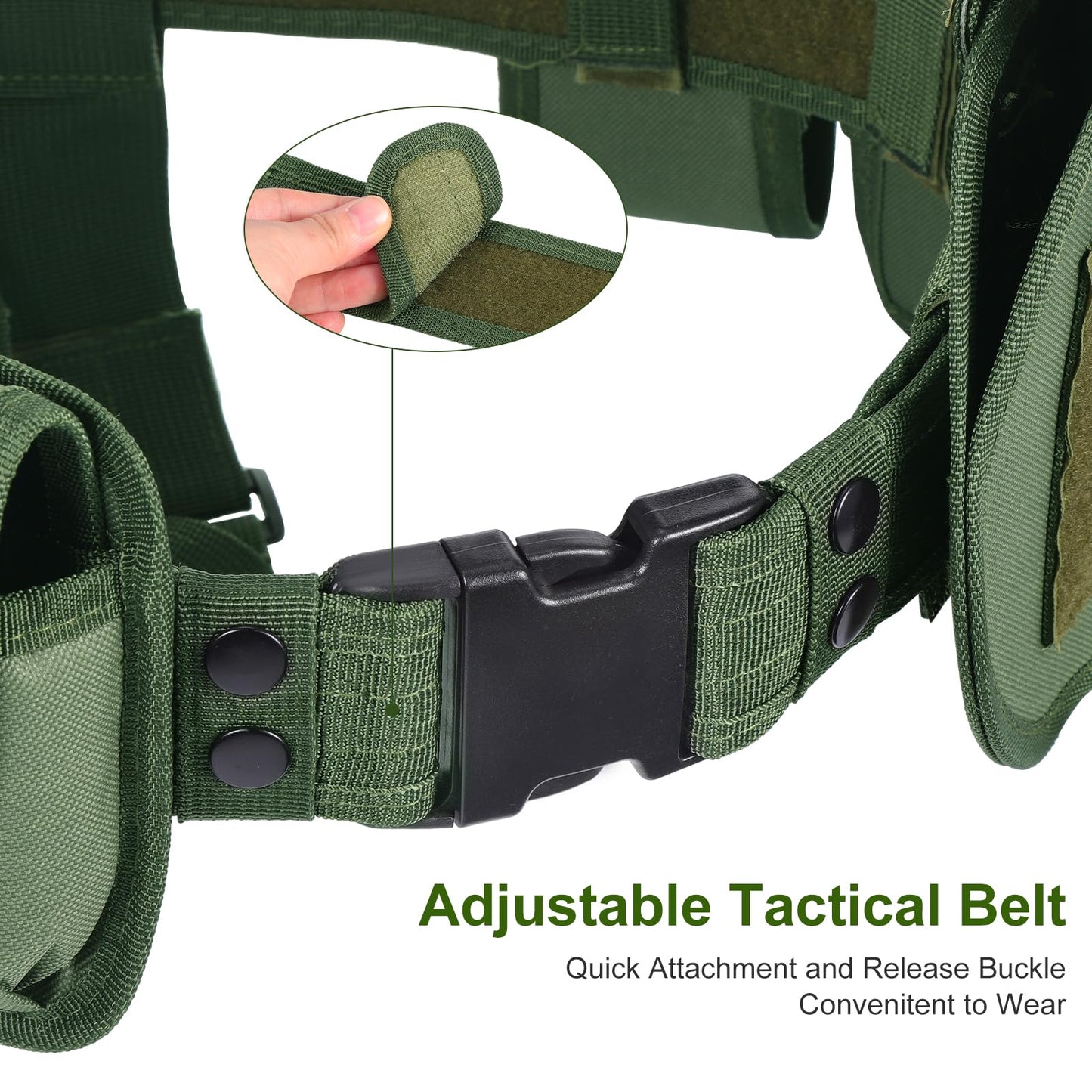 abcGoodefg Modular Equipment System Security Utility Tactical Duty Belt with Components Pouches Bags Holster Gear for Law Enforcement Guard Security Hunting (10 PCS, Army green)